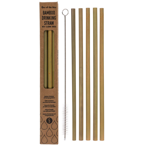 Levně Bambusová brčka s kartáčkem (5 kusů)