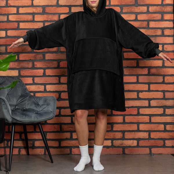 Levně Bluzair - mikinová deka oversize - černá