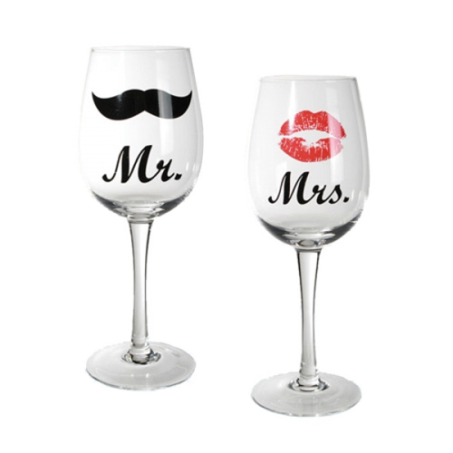 Levně Sklenice na víno Mr a Mrs