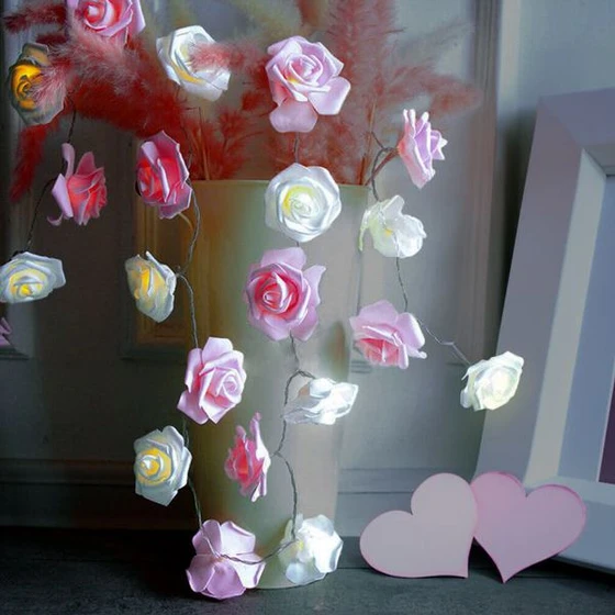 LED řetěz romantické růže 3 m