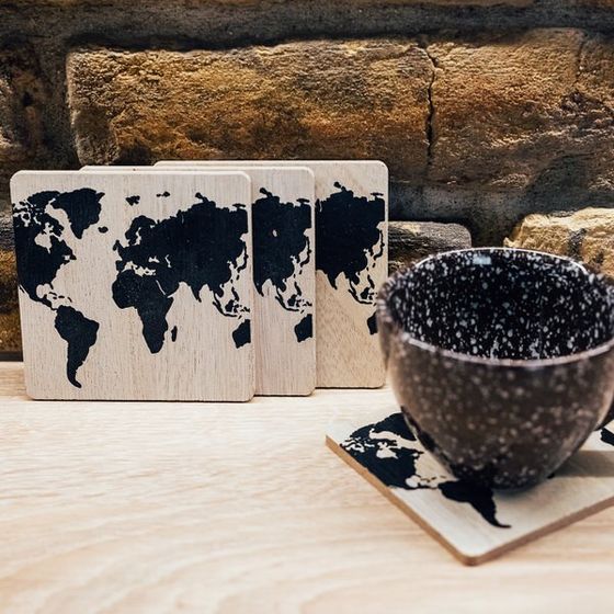 Podložky pod sklenice mapa světa (4 kusy)