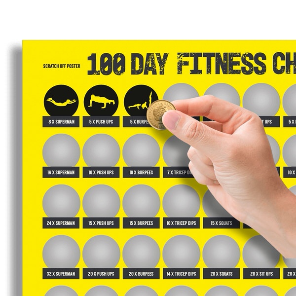Levně Stírací plakát 100-ti denní fitness výzvy