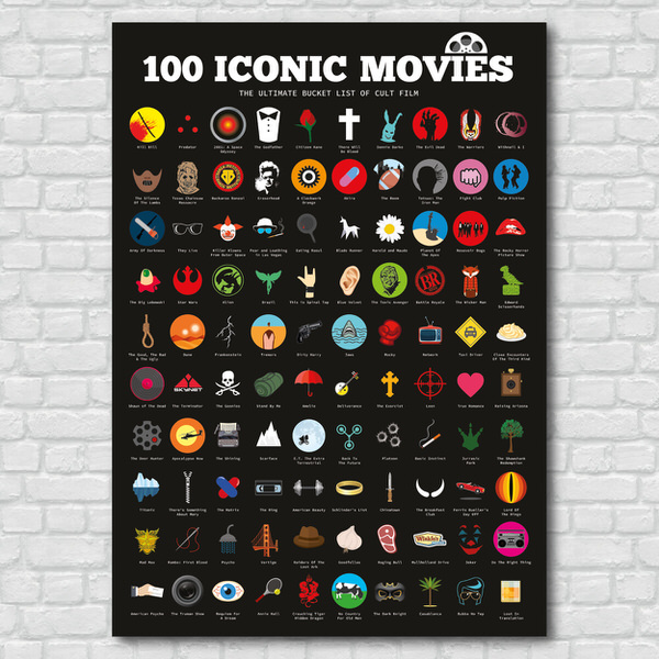 Levně Stírací plakát 100 kultovních filmů