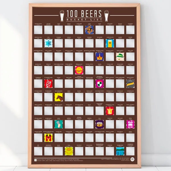 Levně Stírací plakát 100 značek piv světa